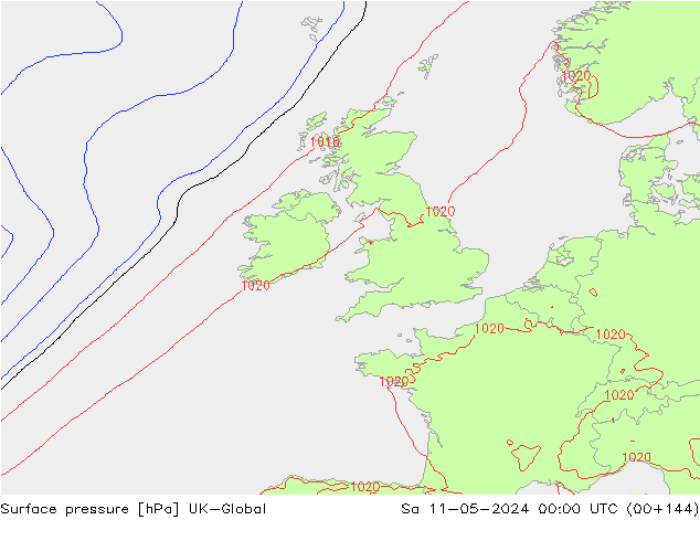 Atmosférický tlak UK-Global So 11.05.2024 00 UTC