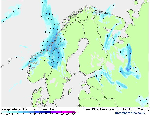 Precipitation (6h) UK-Global We 08.05.2024 00 UTC