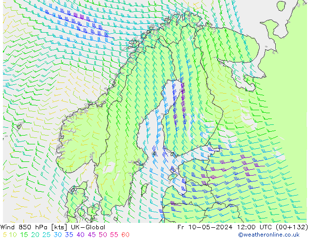 Wind 850 hPa UK-Global Fr 10.05.2024 12 UTC