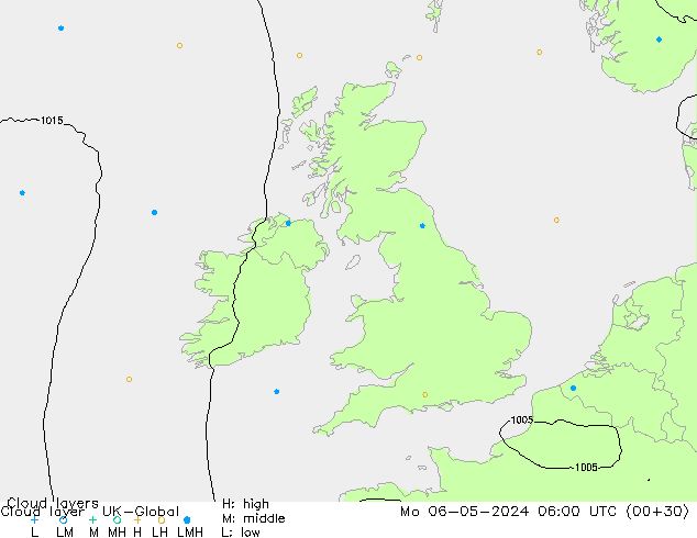 Cloud layer UK-Global Mo 06.05.2024 06 UTC