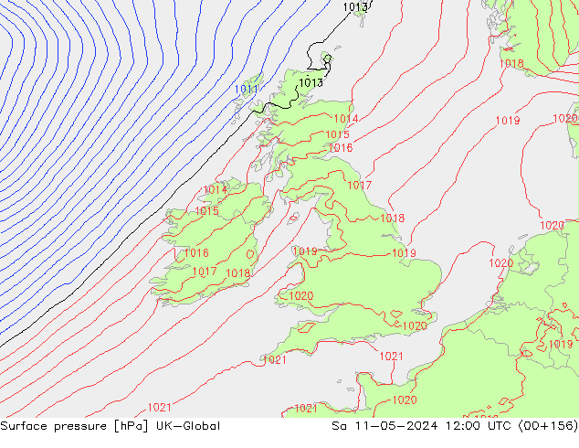 Presión superficial UK-Global sáb 11.05.2024 12 UTC