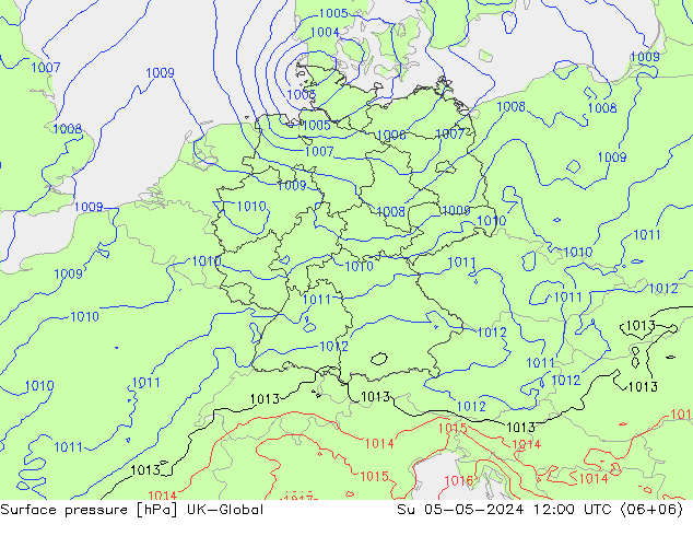 pression de l'air UK-Global dim 05.05.2024 12 UTC