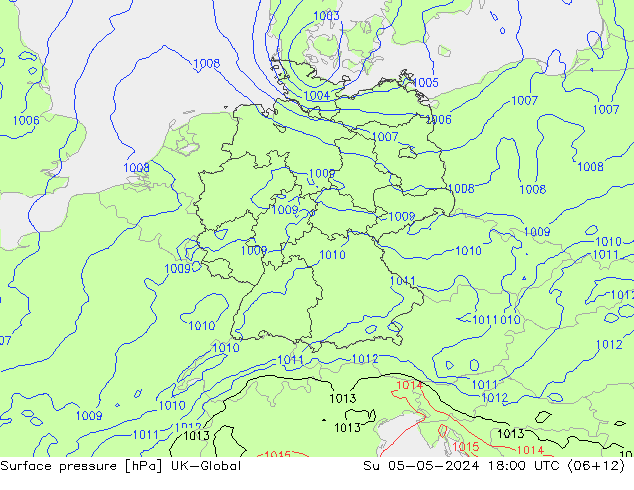 Surface pressure UK-Global Su 05.05.2024 18 UTC