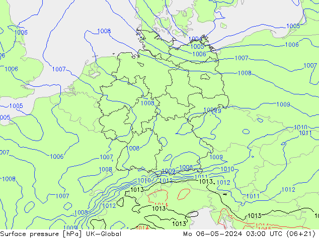 Luchtdruk (Grond) UK-Global ma 06.05.2024 03 UTC