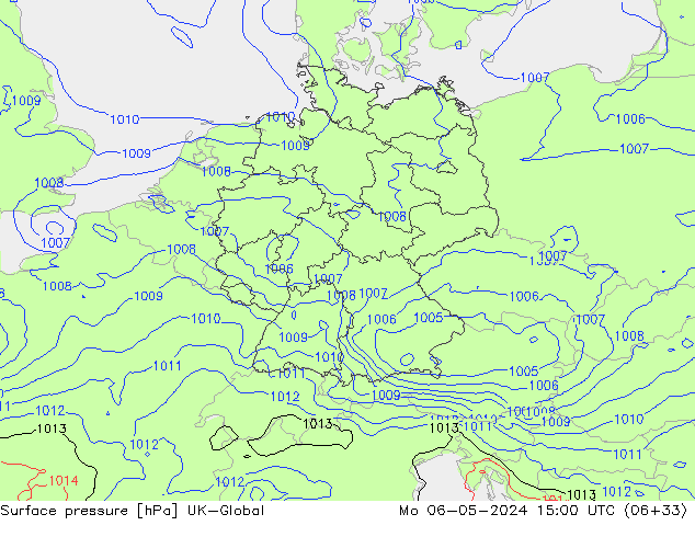 Surface pressure UK-Global Mo 06.05.2024 15 UTC