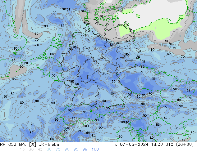 RH 850 hPa UK-Global Tu 07.05.2024 18 UTC