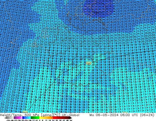 Height/Temp. 500 hPa UK-Global Mo 06.05.2024 06 UTC