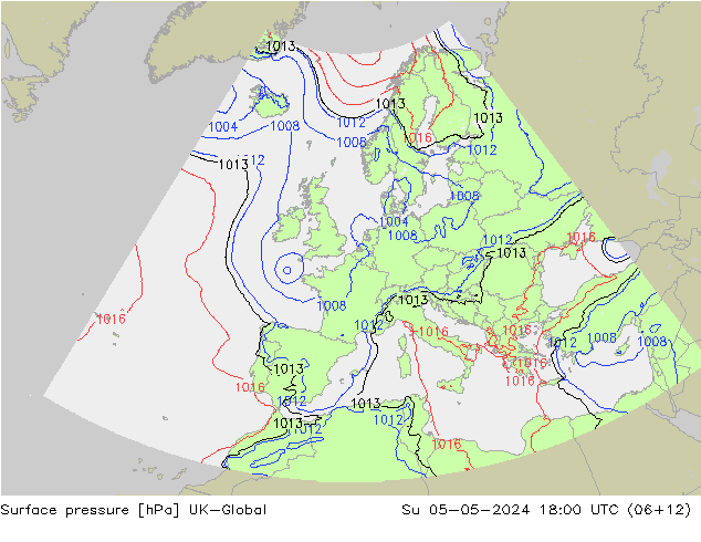 Presión superficial UK-Global dom 05.05.2024 18 UTC