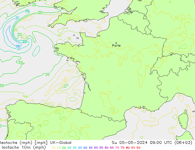 Isotachs (mph) UK-Global dim 05.05.2024 09 UTC