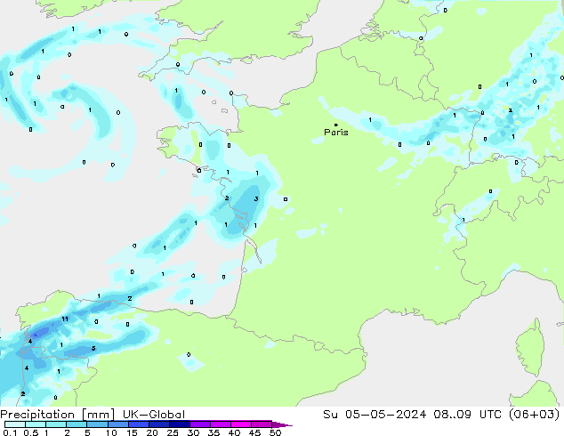 precipitação UK-Global Dom 05.05.2024 09 UTC