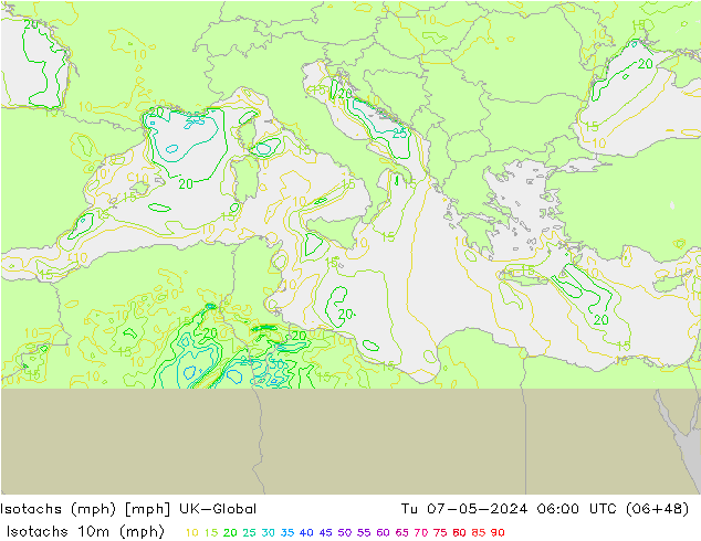 Isotachs (mph) UK-Global Ter 07.05.2024 06 UTC