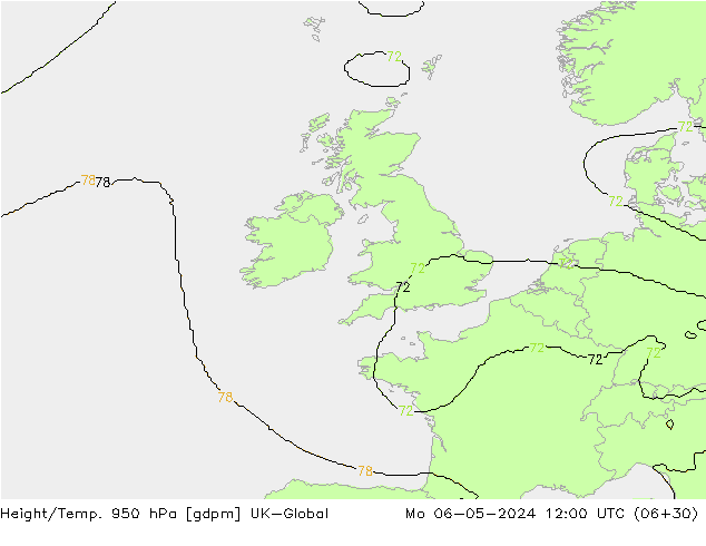 Height/Temp. 950 hPa UK-Global  06.05.2024 12 UTC