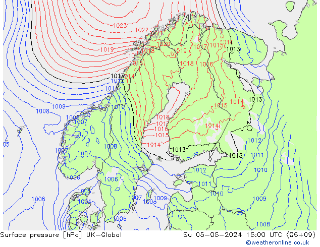 Surface pressure UK-Global Su 05.05.2024 15 UTC