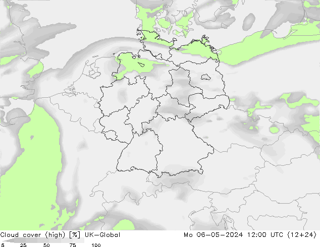 Nuages (élevé) UK-Global lun 06.05.2024 12 UTC