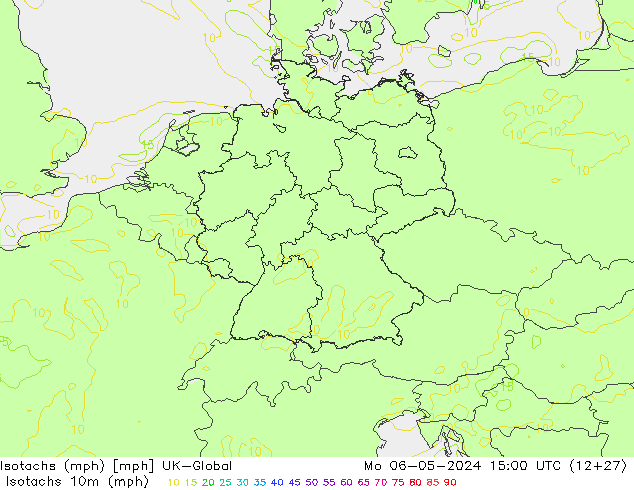 Isotachs (mph) UK-Global пн 06.05.2024 15 UTC