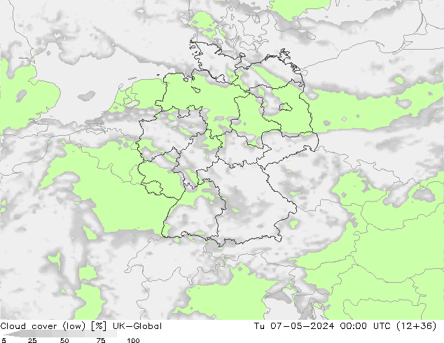 Bewolking (Laag) UK-Global di 07.05.2024 00 UTC