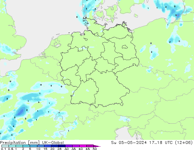 Precipitación UK-Global dom 05.05.2024 18 UTC