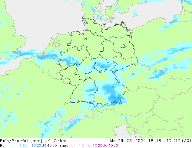 Regen/Sneeuwval UK-Global ma 06.05.2024 18 UTC