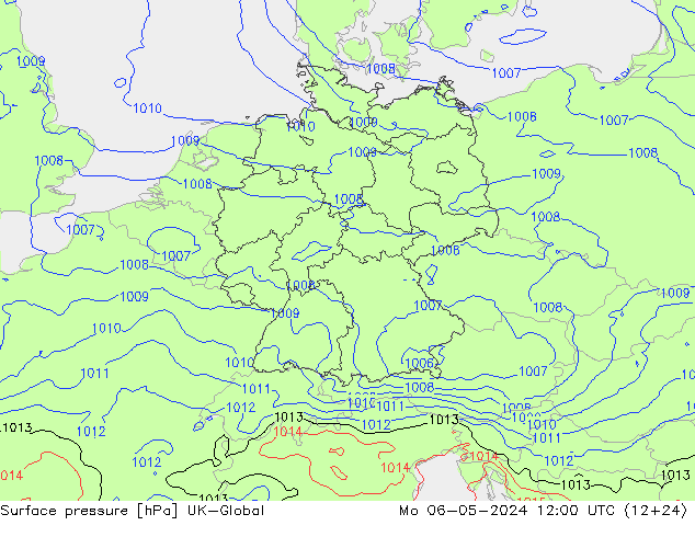Luchtdruk (Grond) UK-Global ma 06.05.2024 12 UTC