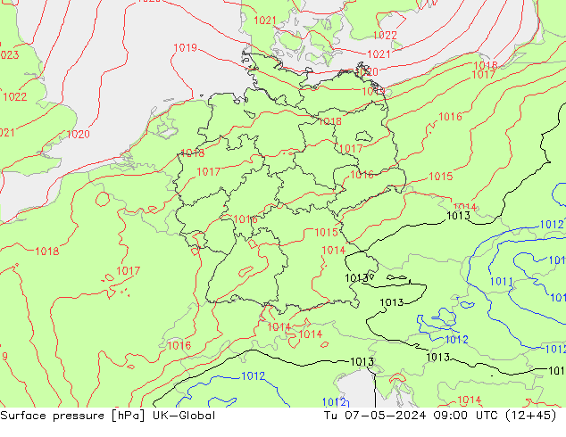 Pressione al suolo UK-Global mar 07.05.2024 09 UTC