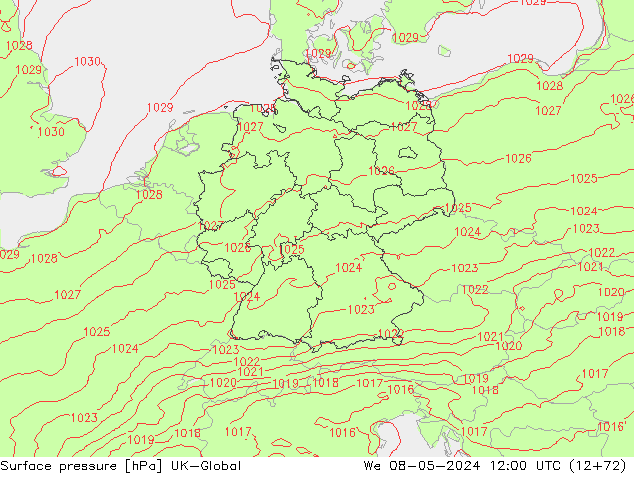 pression de l'air UK-Global mer 08.05.2024 12 UTC