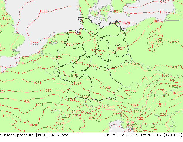 pression de l'air UK-Global jeu 09.05.2024 18 UTC