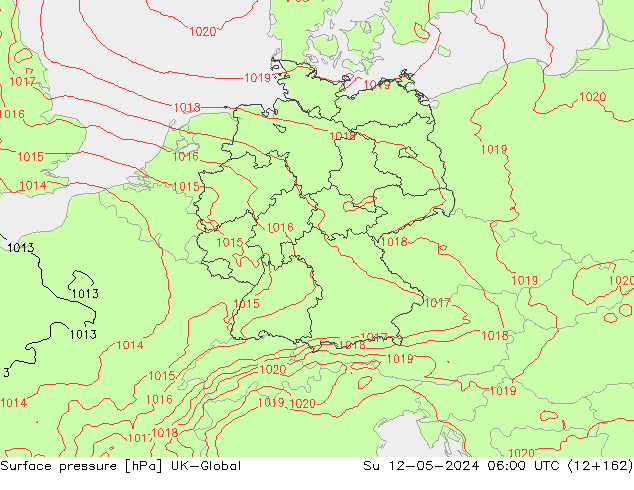 Atmosférický tlak UK-Global Ne 12.05.2024 06 UTC