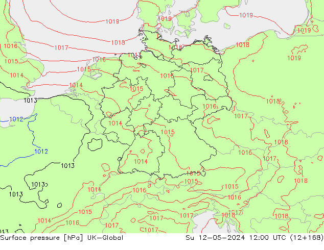 Luchtdruk (Grond) UK-Global zo 12.05.2024 12 UTC