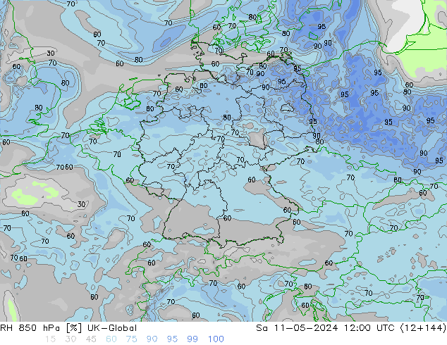 RH 850 hPa UK-Global So 11.05.2024 12 UTC