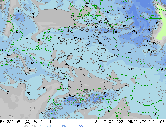 RH 850 hPa UK-Global Su 12.05.2024 06 UTC