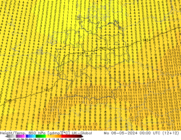 Height/Temp. 850 hPa UK-Global  06.05.2024 00 UTC