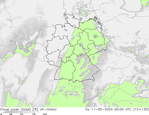 Nubes (total) UK-Global sáb 11.05.2024 00 UTC