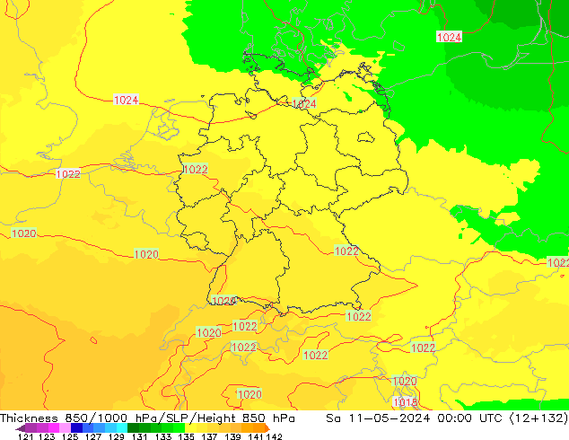 Thck 850-1000 hPa UK-Global Sáb 11.05.2024 00 UTC