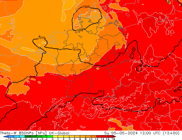 Theta-W 850hPa UK-Global dom 05.05.2024 12 UTC