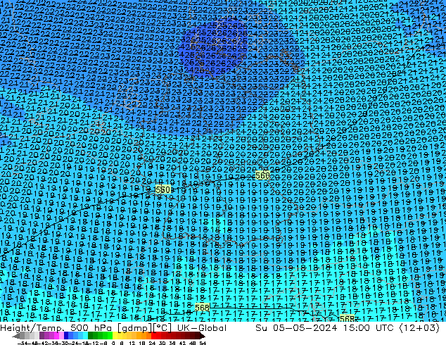 Height/Temp. 500 hPa UK-Global Ne 05.05.2024 15 UTC