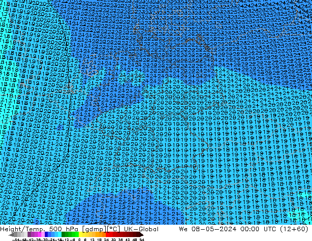 Height/Temp. 500 hPa UK-Global St 08.05.2024 00 UTC