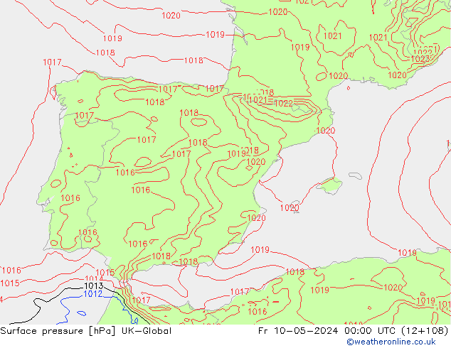 Surface pressure UK-Global Fr 10.05.2024 00 UTC