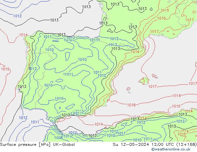 pressão do solo UK-Global Dom 12.05.2024 12 UTC