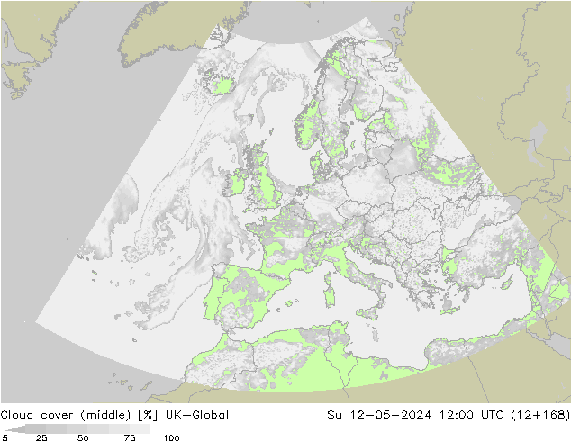 Cloud cover (middle) UK-Global Su 12.05.2024 12 UTC