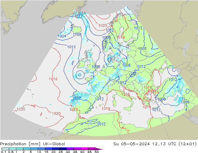 Precipitazione UK-Global dom 05.05.2024 13 UTC