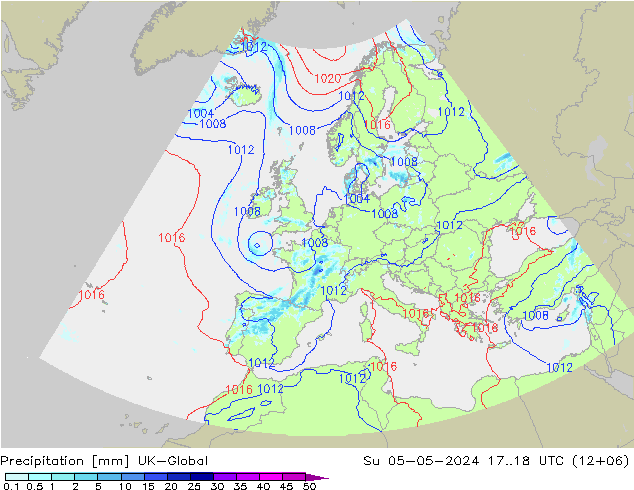 Precipitation UK-Global Su 05.05.2024 18 UTC
