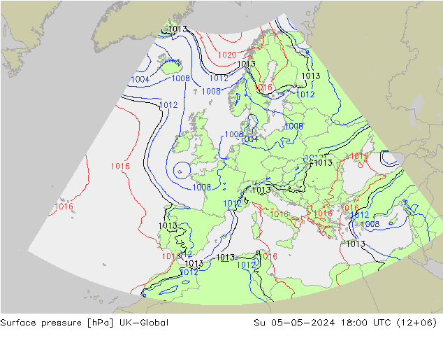 Luchtdruk (Grond) UK-Global zo 05.05.2024 18 UTC