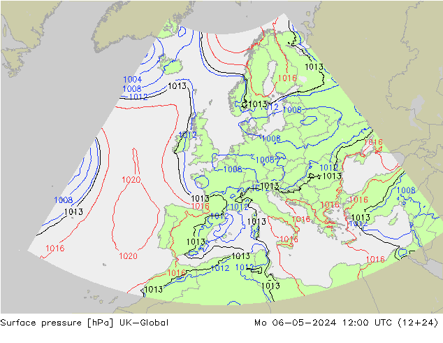 Surface pressure UK-Global Mo 06.05.2024 12 UTC