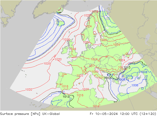 Surface pressure UK-Global Fr 10.05.2024 12 UTC