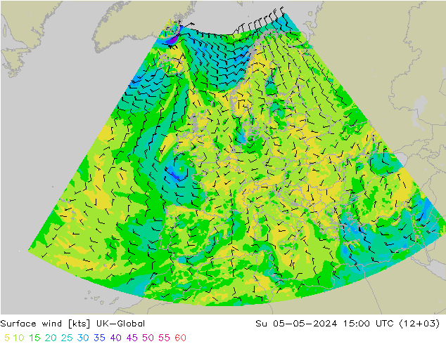 Vent 10 m UK-Global dim 05.05.2024 15 UTC