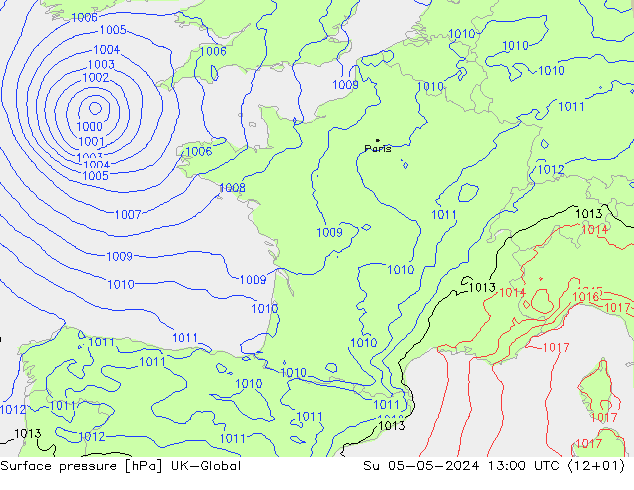 приземное давление UK-Global Вс 05.05.2024 13 UTC
