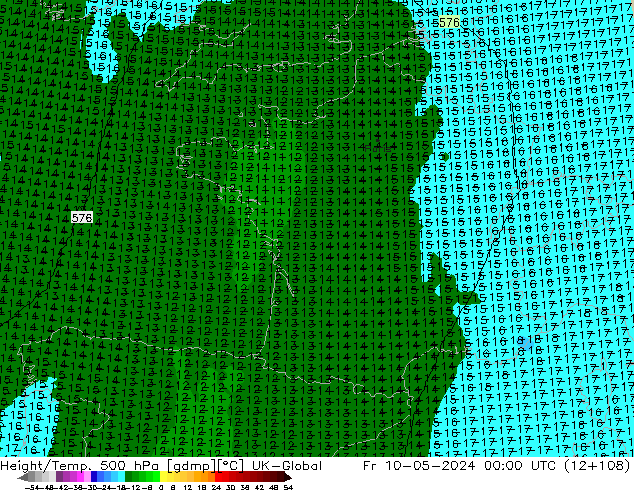 Height/Temp. 500 hPa UK-Global Fr 10.05.2024 00 UTC