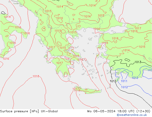 pressão do solo UK-Global Seg 06.05.2024 18 UTC