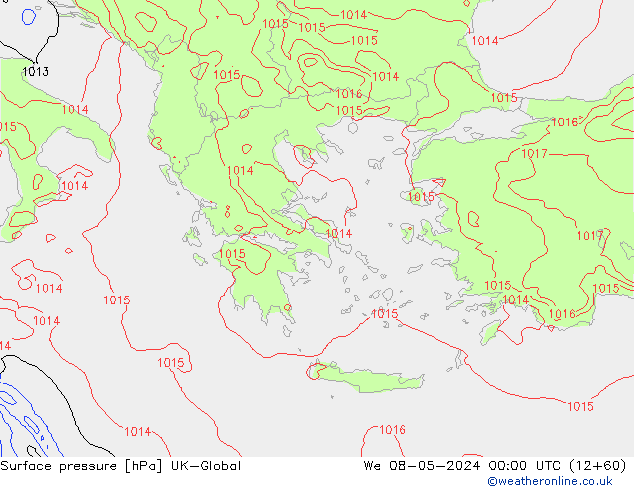 Atmosférický tlak UK-Global St 08.05.2024 00 UTC