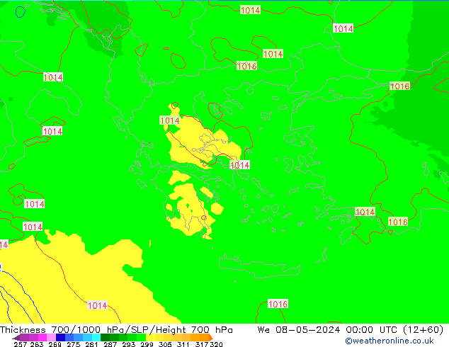 Dikte700-1000 hPa UK-Global wo 08.05.2024 00 UTC